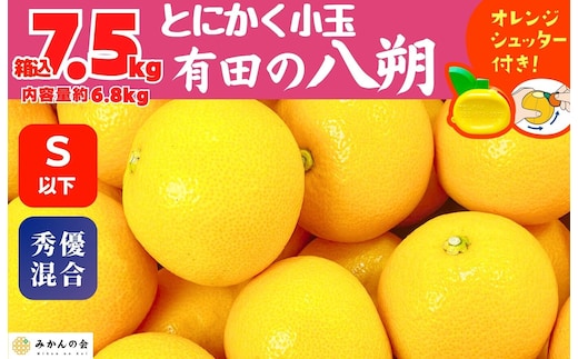 八朔 (はっさく) とにかく 小玉 箱込 7.5kg(内容量約 6.8kg) 秀品 優品 混合 Sサイズ以下 和歌山県産 産地直送［おまけ付き］［みかんの会］