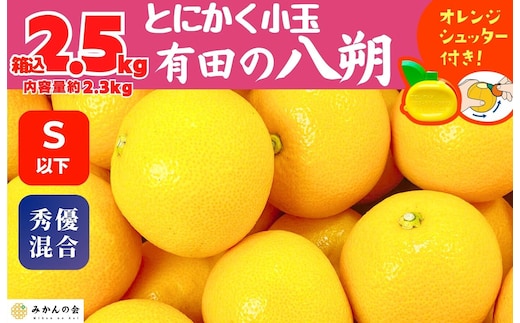 八朔 (はっさく) とにかく 小玉 箱込 2.5kg(内容量約 2.3kg) 秀品 優品 混合 Sサイズ以下 和歌山県産 産地直送［おまけ付き］［みかんの会］