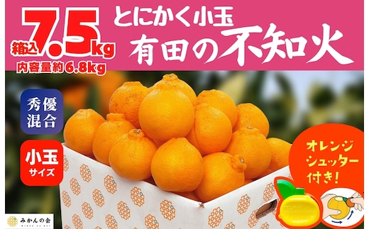 不知火 とにかく 小玉 箱込 7.5kg(内容量約 6.8kg) 秀優品混合 和歌山県産 産地直送［みかんの会］