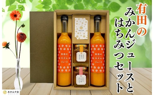 みかんジュース (500ml×2本) と はちみつ ( みかん蜂蜜・百花蜂蜜 各210g) セット 和歌山県産 産地直送 【みかんの会】