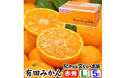 ブランド有田みかん【Ｌサイズ】秀品5kg／産地直送／薄皮で甘い美味しい和歌山県産／紀伊国屋文左衛門本舗