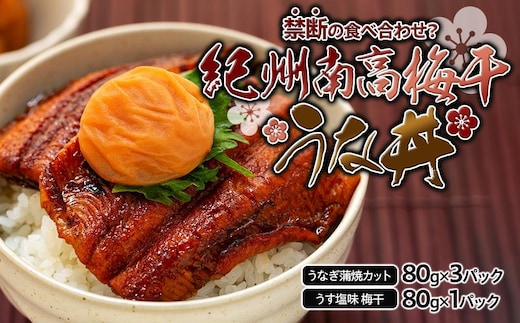 紀州南高梅うな丼 うなぎ蒲焼 240g × 紀州南高梅干 80g うす塩味 塩分10％ 約3人前