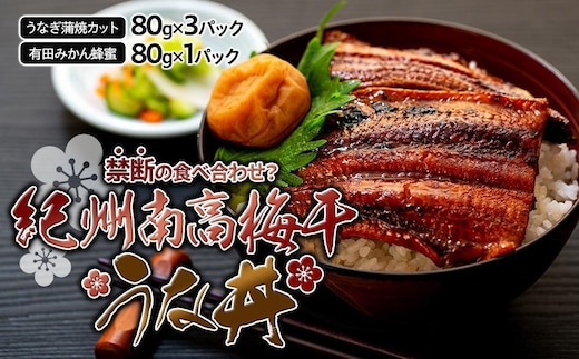 紀州南高梅 うな丼 うなぎ蒲焼 240g × 紀州南高梅干 80g 有田みかん蜂蜜 塩分7％ 約3人前