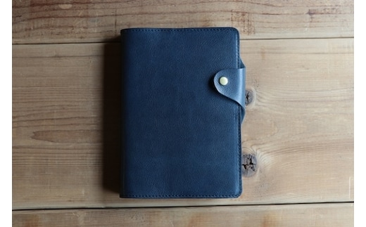レザー手帳カバー（cousin A5）【ネイビー】イタリアンレザーカバー