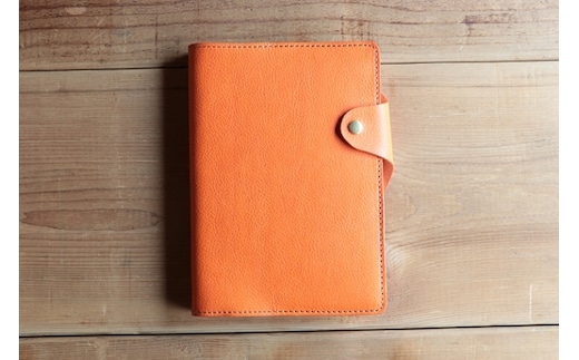 レザー手帳カバー（cousin A5）【オレンジ】イタリアンレザーカバー 
