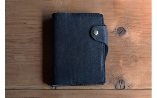 レザー手帳カバー（文庫本A6サイズ）【ネイビー】イタリアンレザーカバー 