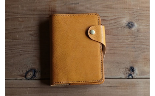 レザー手帳カバー（文庫本A6サイズ）【イエロー】イタリアンレザーカバー