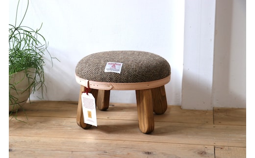 まぁるいスツール【ヘリンボーンブラウン】 子供 椅子イスキッズ HARRIS TWEED（ハリスツイード）