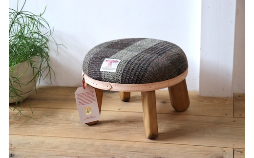 まぁるいスツール【ブラウンチェック】 子供 椅子イスキッズ HARRIS TWEED（ハリスツイード）