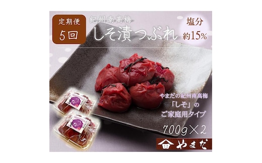 【定期便/2か月ごと/全5回】紀州南高梅しそ漬つぶれ（塩分約15％）700g×2