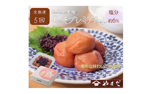 【定期便/2か月ごと/全5回】紀州南高梅しそプレミアム塩分約6％（850g）