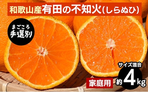 【まごころ手選別】和歌山産 有田の不知火(しらぬひ)約4kg(サイズ混合)【家庭用】 ※2026年2月上旬～4月下旬頃に順次発送予定