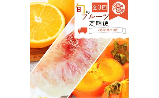 〈定期便〉【7・8・10月 全3回】紀州和歌山産旬のフルーツセット(バレンシア・桃・ひらたねなし柿)