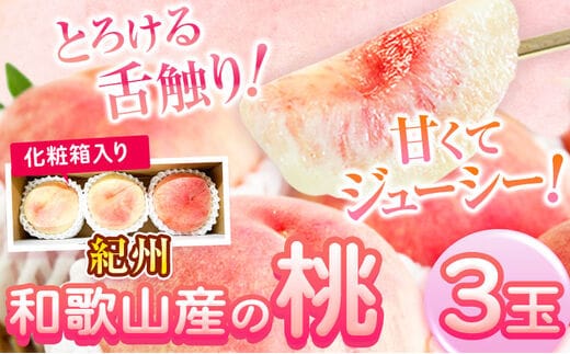 紀州和歌山産の桃 3玉 化粧箱入 魚鶴商店 《2026年6月下旬-8月上旬より発送予定》 和歌山県 日高町桃もも白桃モモ---wsh_cuot157_6g8j_25_9000_3t---｜ あかつき桃白鳳桃日川白鳳桃八旗白鳳桃桃清水白桃桃川中島白桃つきあかり桃もも桃はくとう桃桃和歌山の桃白桃桃