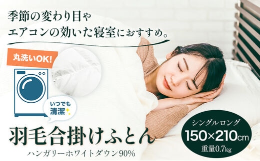 洗える 羽毛合掛けふとん ハンガリーホワイトダウン90% 1枚（150×210cm） 株式会社ダイワセンイ 《90日以内に出荷予定(土日祝除く)》 和歌山県 日高町 ふとん 羽毛布団 布団---wsh_dsakfuton_90d_22_200000_1p---