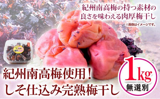 紀州南高梅使用 しそ仕込み完熟梅干し 無選別 1kg 厳選館《90日以内に出荷予定(土日祝除く)》和歌山県 日高町 梅干し しそ仕込み 紀州南高梅 送料無料---wsh_gsk96_90d_25_15000_1kg---