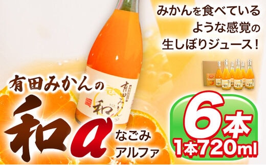有田みかんの和α なごみアルファ 720ml×6本入《90日以内に出荷予定(土日祝除く)》 和歌山県 日高町 オレンジジュース 果樹園紀の国株式会社---wsh_kjumjwa_90d_22_21000_6p---