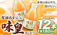 有田みかんの味皇（うんしゅうみかんストレートジュース) 180ml×12本入《90日以内に出荷予定(土日祝除く)》 和歌山県 日高町 オレンジジュース 有田みかん100%使用 果樹園紀の国株式会社---wsh_knk4_90d_26_15000_12p---