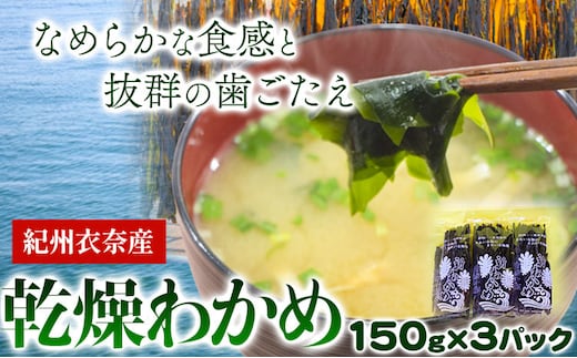 紀州衣奈産 乾燥わかめ 450g 150g×3パック 2025年産《30日以内に出荷予定(土日祝除く)》 和歌山県 日高町 ワカメ お味噌汁 サラダ 酢の物 スマイル---wsh_sml20_30d_24_13000_3p---