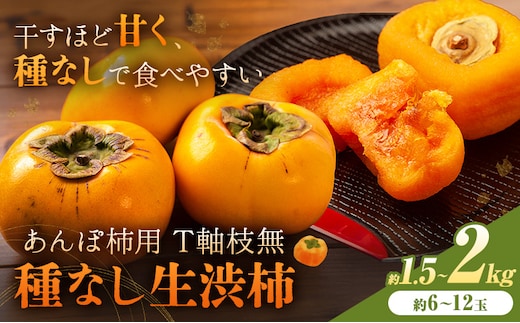 【2026年先行予約】柿 かき あんぽ柿用 T軸枝無 種なし 生渋柿 1.5~2kg ふるさと農園《10月中旬-11月上旬頃より発送予定(土日祝除く)》 和歌山県 日高町 贈り物 ギフト---wsh_fsn15_10c11j_25_11000_612---