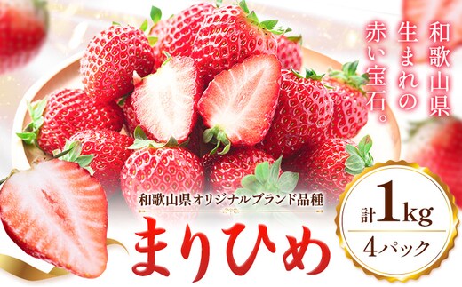 【先行予約】いちご 和歌山県産 紀州和歌山 ブランド いちご まりひめ 計1kg 250g×4パック 株式会社魚鶴商店 《1月上旬-2月下旬頃出荷》 和歌山県 日高町 フルーツ 果物 スイーツ 甘い---wsh_cuot224_1j2g_25_18000_4p---