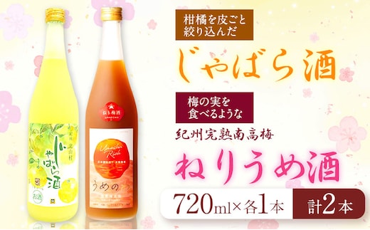 紀州完熟南高梅 ねりうめ酒 じゃばら酒 飲み比べセット 720ml×2本 厳選館 《90日以内に出荷予定(土日祝除く)》 和歌山県 日高川町 酒 飲み比べ 1440ml----wshg_genknja_90d_22_15000_2p---