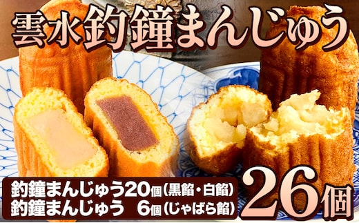 釣鐘まんじゅう 26個入り 黒餡・白餡 20個 釣鐘まんじゅう(じゃばら餡) 6個 レストラン雲水 《30日以内に出荷予定(土日祝除く)》 和歌山県 日高川町 まんじゅう 饅頭 和菓子 スイーツ 安珍 清姫 道成寺銘菓---wshg_uns2_30d_24_14000_26k---