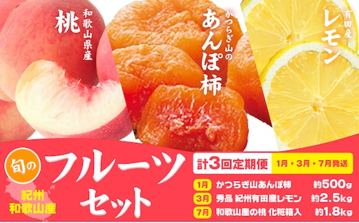 【定期】紀州和歌山産 旬のフルーツセット(あんぽ柿 レモン 桃) 株式会社魚鶴商店《1月中旬-7月末頃出荷》和歌山県 日高川町 柿 あんぽ柿 レモン 桃 もも フルーツ 定期 定期便 フルーツ定期便 果物---wshg_uot109tei_26_45000_137y3---