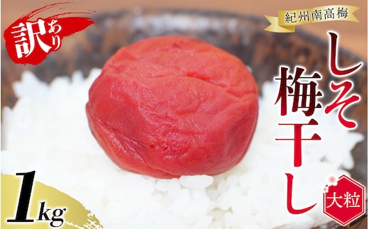 訳あり ご家庭用 紀州南高梅 大粒 しそ漬け梅干し 1㎏ 塩分約8% 無選別 /訳あり 梅 梅干 梅干し うめ ウメ シソ すさみ町 within2025【khs120】