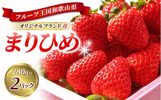 和歌山オリジナルブランドいちご「まりひめ」約280ｇ×2パック ※2024年1