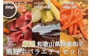 特選黒毛和牛 熊野牛 お惣菜セット（ローストビーフ×1、ハンバーグ×3、牛丼の具×3）　加工品バラエティセットミニ【mtf105】