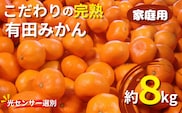 【2025年11月発送予約分】＼光センサー選別／農家直送 こだわりの完熟有田みかん 約8kg＋250g(傷み補償分) 【ご家庭用】【11月発送】【nuk100-11B】