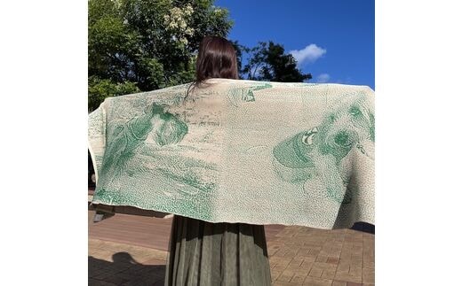 ペットオーダーメイドニット メモリアルコットンショール（チェック柄）---yazu_mas_9_9---