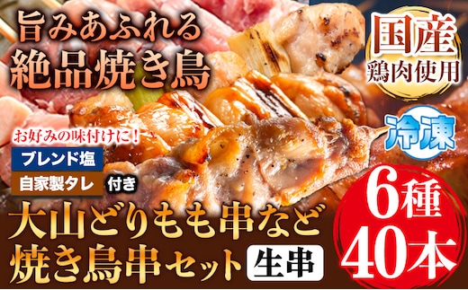 大山どり もも串 など 人気 焼き鳥 串 40本 セット 生串 《90日以内に出荷予定(土日祝除く)》 株式会社ダブルノット 鳥取県 八頭町 焼き鳥 肉 鶏 鶏肉 もも ねぎま つくね もも やげんなんこつ レバー 塩 たれ---yazu_dnt_11_40---