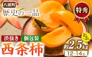 西条柿 2.5kg 個包装 (12玉～14玉) JA鳥取いなば《10月下旬-11月下旬より出荷予定》渋抜き 2L～3L 柿 かき カキ フルーツ 果物 くだもの 青果物 特秀 鳥取県 八頭町---yazu_jti_33_2500g---