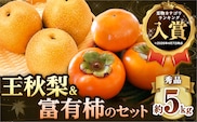 【2026年先行予約】秀品 王秋梨と富有柿のセット 約5kg 高間商店《2026年11月上旬-12月下旬頃出荷》鳥取県 八頭町 送料無料 梨 なし ナシ 柿 かき カキ 王秋梨 富有柿 果物 フルーツ ギフト 贈り物---yazu_tkm_123_5---