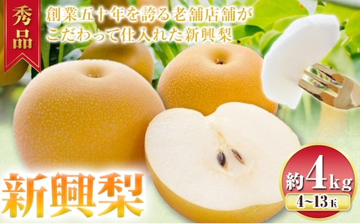 【2026年先行予約】秀品 新興梨 約4kg (4~13玉) 高間商店《2026年10月上旬-12月上旬頃出荷》鳥取県 八頭町 梨 なし ナシ 果物 フルーツ 秀品 高間商店 新興梨 ふるさと納税 甘い 果汁 果実 くだもの---yazu_tkm_112_4---
