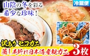 【先行予約】【蒸し】訳あり 足折れ 日本海産 親ガニ セコガニ 3枚(甲羅のサイズ7.5~8.5cm) 高間商店《2026年11月中旬-2027年1月中旬頃出荷》鳥取県 八頭町 送料無料 カニ 蟹 かに 訳あり 足折れ 鍋 珍味 ズワイガニ---yazu_tkm2_148_3---