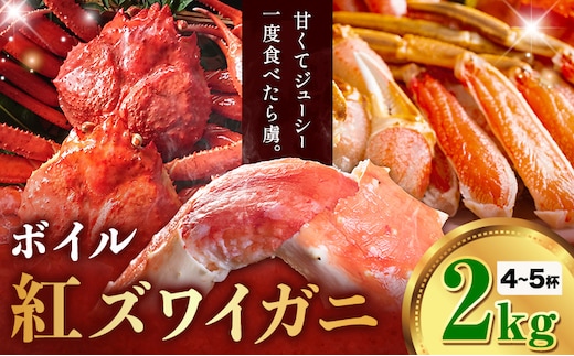 カニ 紅ズワイガニ 2kg(4杯 ～5 杯) 《9月上旬-5月末頃出荷》 SOO合同会社 鳥取県 八頭町 送料無料 蟹 かに 姿 鍋 ズワイガニ ズワイ蟹 ボイル ベニズワイ ベニズワイガニ---yazu_soo_186_2kg---