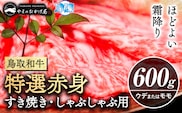 鳥取和牛 特選赤身 すき焼き・しゃぶしゃぶ用 600g 株式会社 やまのおかげ屋《90日以内に出荷予定(土日祝除く)》鳥取県 八頭町 和牛 牛肉 牛 すき焼き しゃぶしゃぶ 送料無料---yazu_yoy_49_600g---