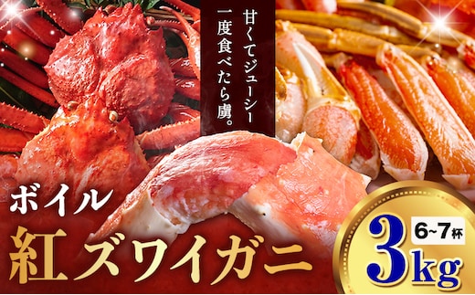 カニ 紅ズワイガニ 3kg(6杯 ～ 7 杯) 《9月上旬-5月末頃出荷》 SOO合同会社 鳥取県 八頭町 送料無料 蟹 かに 姿 鍋 ズワイガニ ズワイ蟹 ボイル ベニズワイ ベニズワイガニ---yazu_soo_187_3kg---