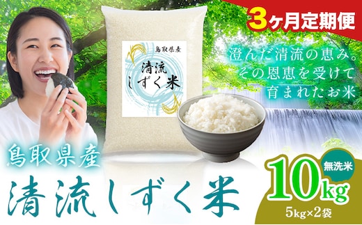 【3ヶ月定期便】鳥取 ふるさと 無洗米 10kg 清流しずく米《お申し込み月の翌月から出荷開始》鳥取県 八頭町 米 お米 ご飯 八頭 ふるさと無洗米 生活応援 ブレンド米 複数原料米 訳あり 小分け kome ご飯---yazu_zsy_460_10kg_m---
