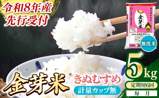 【定期便】BG無洗米・金芽米きぬむすめ 5kg×6ヵ月 （毎月）計量カップ無し【令和8年産 6ヶ月 計30kg 東洋ライス 健康 島根県 安来市】【価格改定】【69-SS-04-2】