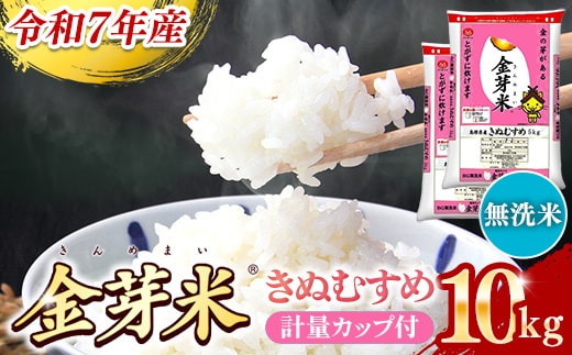 BG無洗米・金芽米きぬむすめ 10kg （5kg×2袋）計量カップ付き【令和7年産 節水 健康 ビタミン ミネラル つや お弁当 おいしい うまみ 甘み ふっくら 簡単 島根県 安来市】