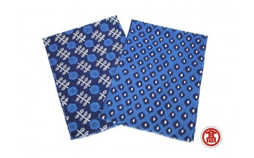 2種の手ぬぐい いちご柄 藍の花 ［髙島屋選定品］【藍染 いちご 手ぬぐい 民芸品 伝統技術 雑貨 小物 染物 きれい かわいい 花 ギフト 贈り物 おしゃれ 島根県 安来市】【価格変更】