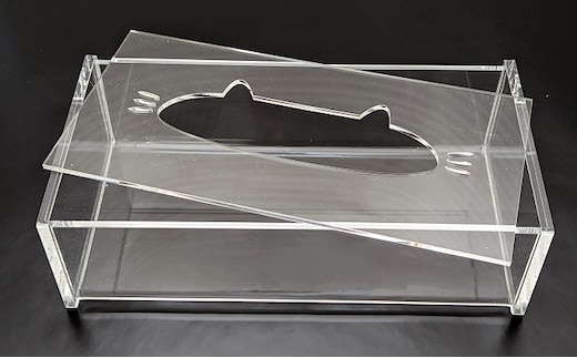 アクリル ネコ ティッシュBOX 雑貨 日用品 クリア ペーパータオル マスク 透明 手作り 