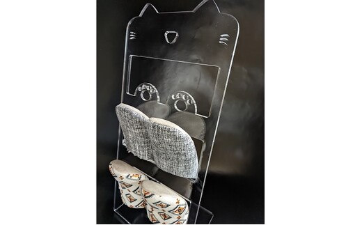 アクリル ネコ スリッパラック 雑貨 日用品 透明 猫 店 オフィス 手作り 