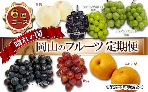 フルーツ 2026年 先行予約 晴れの国 岡山 の フルーツ 定期便 6回コース 桃 ぶどう 梨 岡山県産 国産 フルーツ 果物 ギフト マスカット 