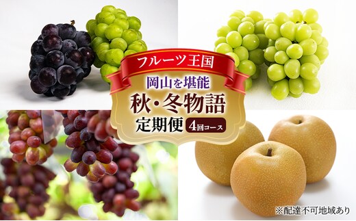 ぶどう 梨 定期便 2026年 先行予約 フルーツ王国 岡山を堪能 4回コース 秋・冬物語 葡萄 ぶどう 梨 なし 岡山県産 国産 果物 セット ギフト 