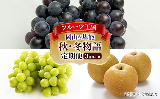 ぶどう 梨 定期便 2026年 先行予約 フルーツ王国 岡山を堪能 定期便 3回コース 葡萄 ぶどう 梨 なし 岡山県産 国産 果物 セット ギフト 